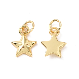 Star Brass Pendant Rhinestone Settings, with Jump Rings, Cadmium Free & Nickel Free & Lead Free