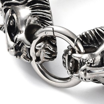 304 браслеты-цепочки с изображением львиной головы из нержавеющей стали и узором «елочка» для мужчин и женщин