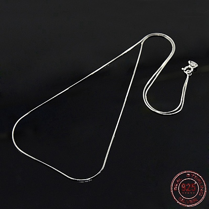 Trendy Unisex 925 Sterling Silver Snake Chain Necklaces, with Spring Ring Clasps, Thin Chain
