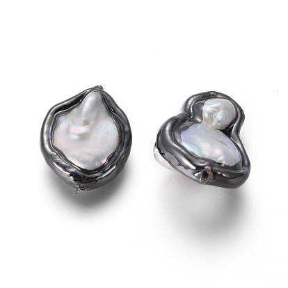 Perles de culture d'eau douce de perles baroques naturelles, avec les accessoires en laiton, nuggets