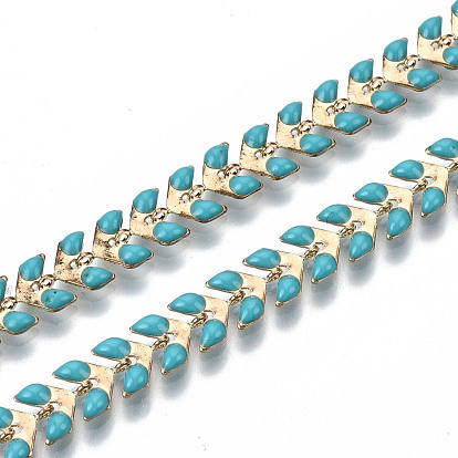 Brass Cobs Chain, with Enamel, Long-Lasting Plated, Soldered