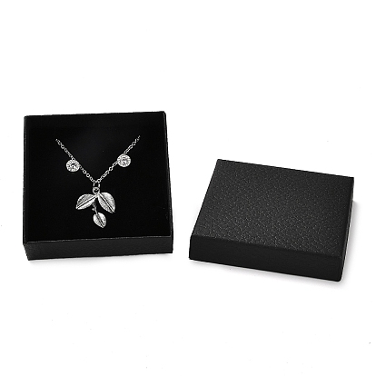 Квадратная картонная коробка для ожерелья, футляр для хранения украшений с бархатной губкой внутри, для ожерелья