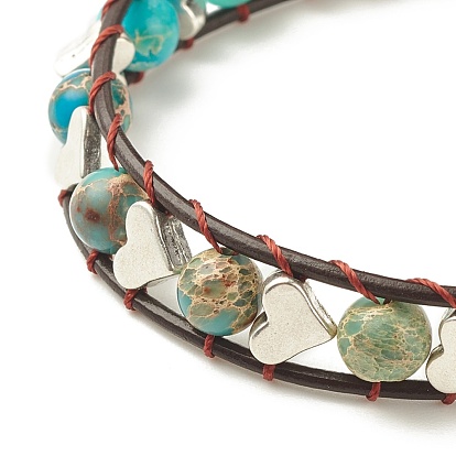 Браслет из бисера из натуральной императорской яшмы (окрашенный) с сердцевиной из сплава, плетеные украшения из драгоценных камней для женщин