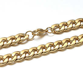 304 de acero inoxidable enlace cubano collares de cadenas y pulseras sistemas de la joyería, con cierre de langosta
