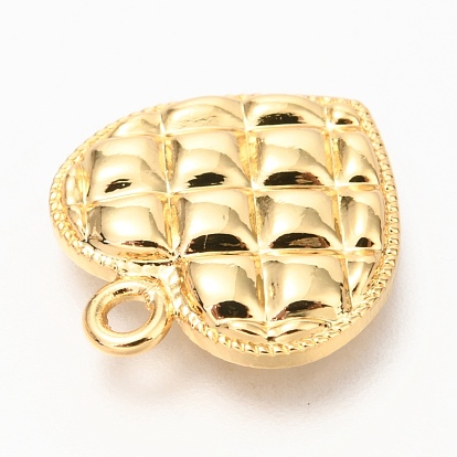 Brass Pendants, Heart with Grid Pattern