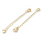 Brass Curb Chain Extender, End Chains with Heart Chain Tab and Lobster Clasp