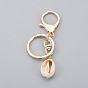 Cowrie Shell Keychain, with Alloy Key Clasps