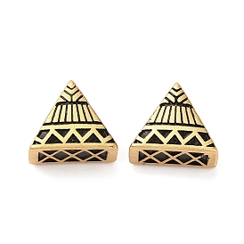 Rack Plating Brass European Beads, Large Hole Beads, Long-Lasting Plated, Matte Style, Triangle