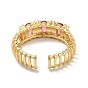 Brass Cubic Zirconia Cuff Ring, Open Ring for Women, Real 18K Gold Plated