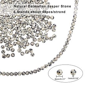 ARRICRAFT Natural Dalmatian Jasper Stone Bead Strands, Round