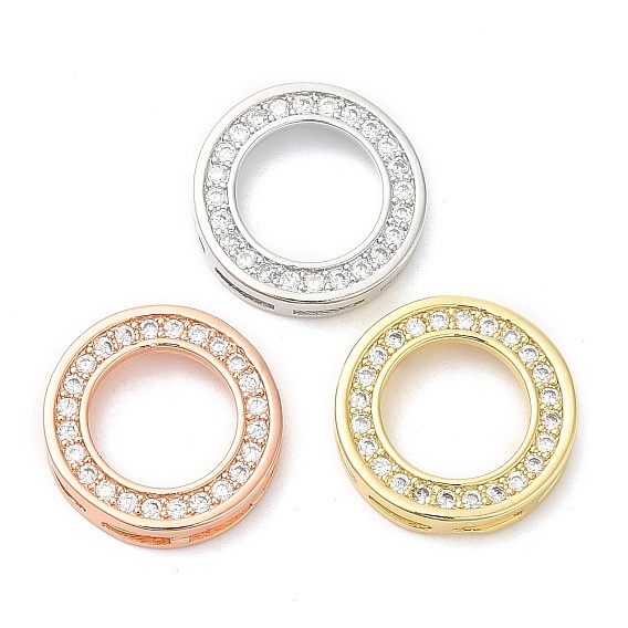 Micro en laiton anneau ouvrent pendentifs de zircons, liens multi-brins, sans plomb et sans nickel, 15x3mm, Trou: 4mm