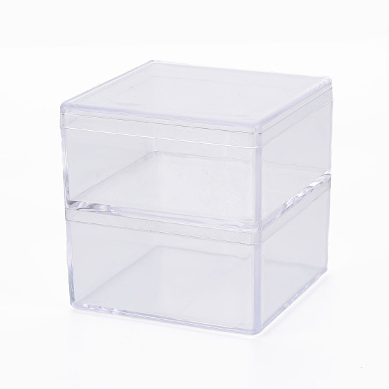 Square Polystyrene Bead Storage Container, with 2 Compartments Organizer Boxes, for Jewelry Beads Small Accessories