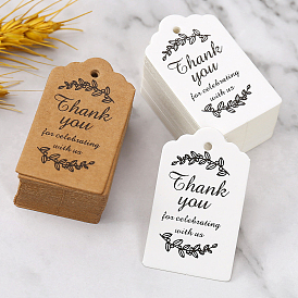 100Pcs Thank You Paper Gift Tags, Thanksgiving Day Tags, Rectangle with Word