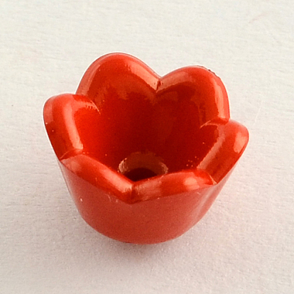 Opaque Acrylic Flower Bead Caps, Tulip Flower/Lily of the Valley, 6-Petal, 9x7mm, Hole: 2mm, about 1900pcs/500g