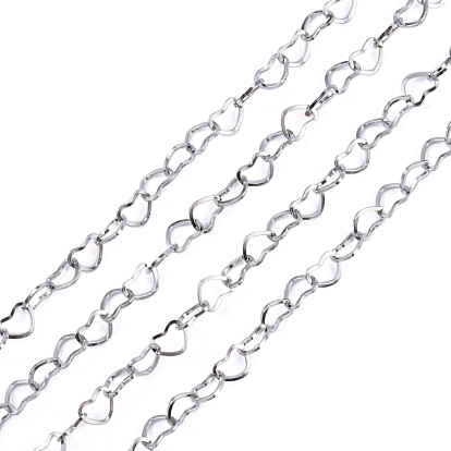 304 croisées des chaînes en acier inoxydable, chaînes de coeur décoratives, soudé, 4x0.5mm