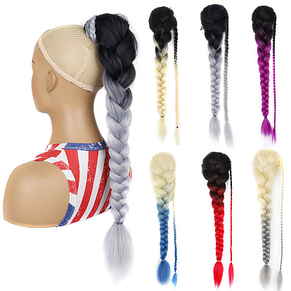 Colorful Three-Strand Braided Synthetic Hair Extension for African Women's Long Ponytail Hairstyle