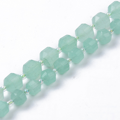 Natural Green Aventurine Beads Strands, Round, Dyed, Faceted