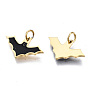 316 Surgical Stainless Steel Enamel Charms, with Jump Rings, for Halloween, Bat