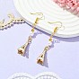 Alloy Enamel Eiffel Tower Dangle Earrings with Imitation Pearl Beaded, Golden Long Drop Earrings with Iron Earring Pins