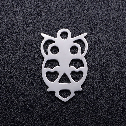 201 Stainless Steel Hollow Charms, Owl