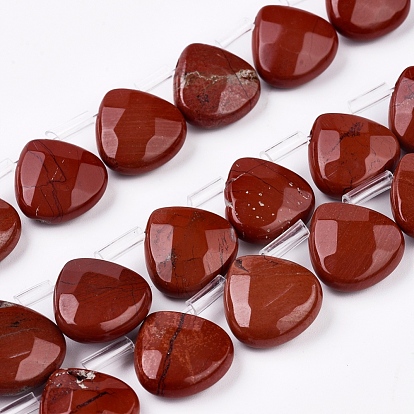 Rouge naturel perles de jaspe brins, perles percées, facette, larme