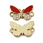 Alloy Crystal Rhinestone Connector Charms, Butterfly Links with FireBrick Enamel