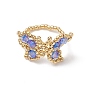 Glass Seed Beaded Butterfly Stretch Ring for Women