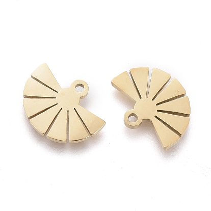 Ion Plating(IP) 316 Surgical Stainless Steel Charms, Laser Cut, Fan