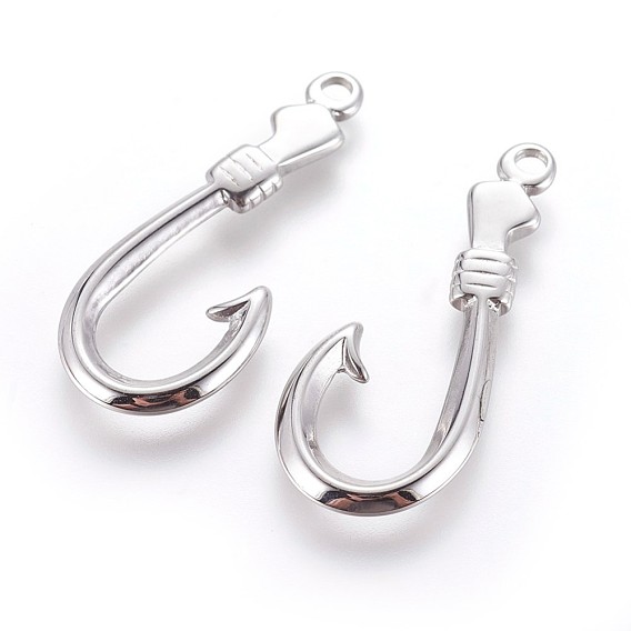 304 Stainless Steel Hook and S-Hook Clasps, Ion Plating (IP), Fish Hook Charms