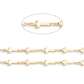 Brass Sideways Cross Link Chains, with Spool, Soldered, Long-Lasting Plated