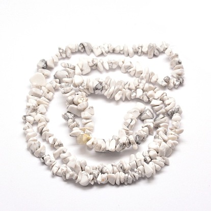 Brins de perles en copeaux de Howlite blanc synthétique, teint, 5~8x5~8mm, Trou: 1mm, environ 31.5 pouce