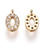 Brass Micro Pave Clear Cubic Zirconia Charms, Number