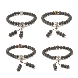 Bracelet extensible perles rondes pierre de lave naturelle et zircone cubique, perles d'aromathérapie diffuseur d'huile, Bracelet de perles de calebasse mala pour hommes femmes
