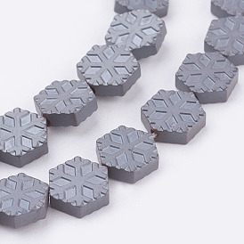 Non-magnetic Synthetic Hematite Beads Strands, Frosted, Snowflake