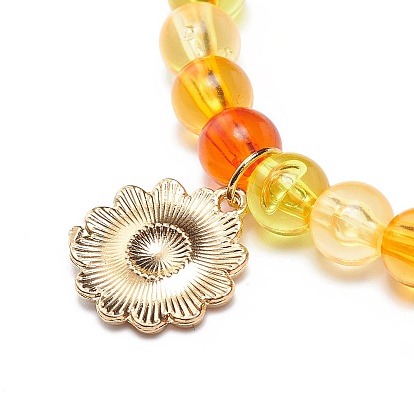 4 pcs 4 ensemble de bracelets extensibles en perles rondes en acrylique de style, breloques en alliage d'émail bracelets empilables pour femmes
