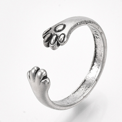 Alloy Cuff Finger Rings, Paw Print