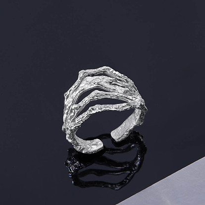 Shegrace 925 кольца из стерлингового серебра, открытые манжеты, чеканный