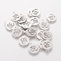 304 Stainless Steel Charms, Flat Round with Ohm