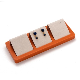 Resin Artificial Marble Finger Earring Display Tray, with 3 Grids PU Leather Holder, Jewelry Storage Box, Rectangle