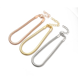 Rack Plating Brass Herringbone Chains Bracelet for Men Women, Cadmium Free & Lead Free