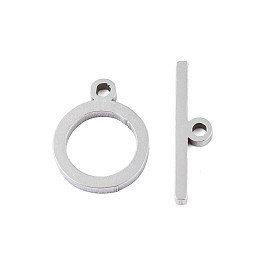 304 Stainless Steel Toggle Clasps, Ring, Stainless Steel Color