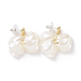 Boucles d'oreilles pendantes imitation coquillage acrylique, boucles d'oreilles pendantes en alliage avec 925 épingles en argent sterling pour femmes
