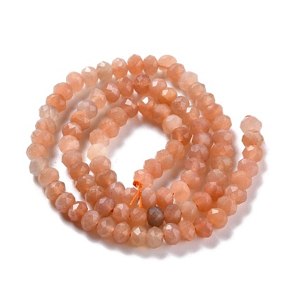 Natural Sunstone Beads Strands, Faceted, Rondelle