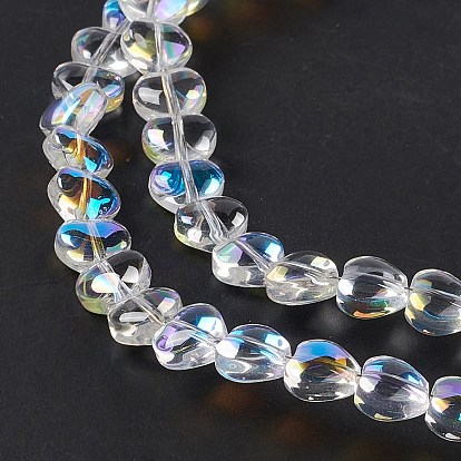 Transparent Electroplate Glass Beads Strands, Half Plated