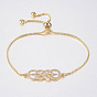 Adjustable Brass Micro Pave Cubic Zirconia Bolo Bracelets, Slider Bracelets