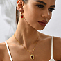 Conjuntos de joyas de circonia cúbica con micro pavé de latón para mujer, aretes colgantes y collares colgantes, Rectángulo, real 18 k chapado en oro