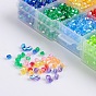 Ten Color Boxed Eco-Friendly AB Color Plated Transparent Acrylic Beads, Faceted, Bicone, 4x4mm, Hole: 1mm, about 250pcs/color, about 2500pcs/box