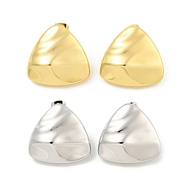 Rack Plating Brass Stud Earrings, Long-Lasting Plated, Lead Free & Cadmium Free, Triangle
