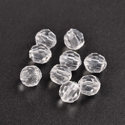 Perles acryliques transparentes, tour clair facetté