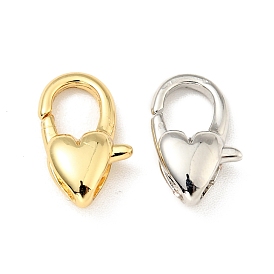 Brass Heart Lobster Claw Clasps, Parrot Trigger Clasps Jewelry Making Findings, Cadmium Free & Lead Free, Long-Lasting Plated